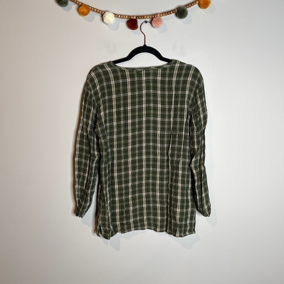 Flax plaid long sleeve top - Picture 4 of 4